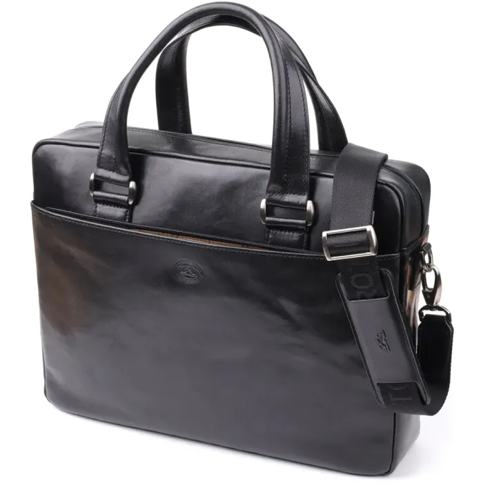 Місткий чоловічий портфель з відділенням для ноутбука з гладкої натуральної шкіри Tony Perotti 20859_1 (9637-38 nero) Чорний