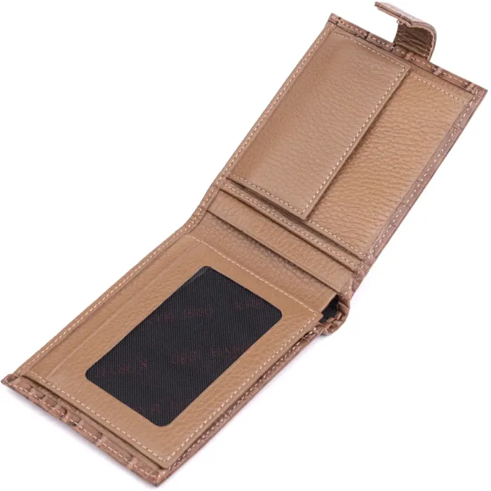 Місткий чоловічий гаманець з натуральної шкіри KARYA 22854 Коричневий