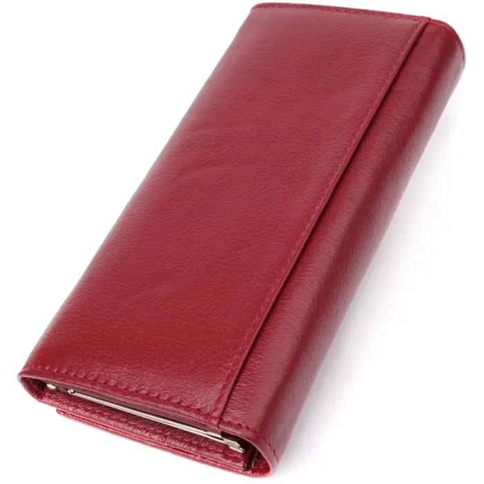 Елегантний гаманець у два складення з натуральної шкіри ST Leather 23065 Бордовий