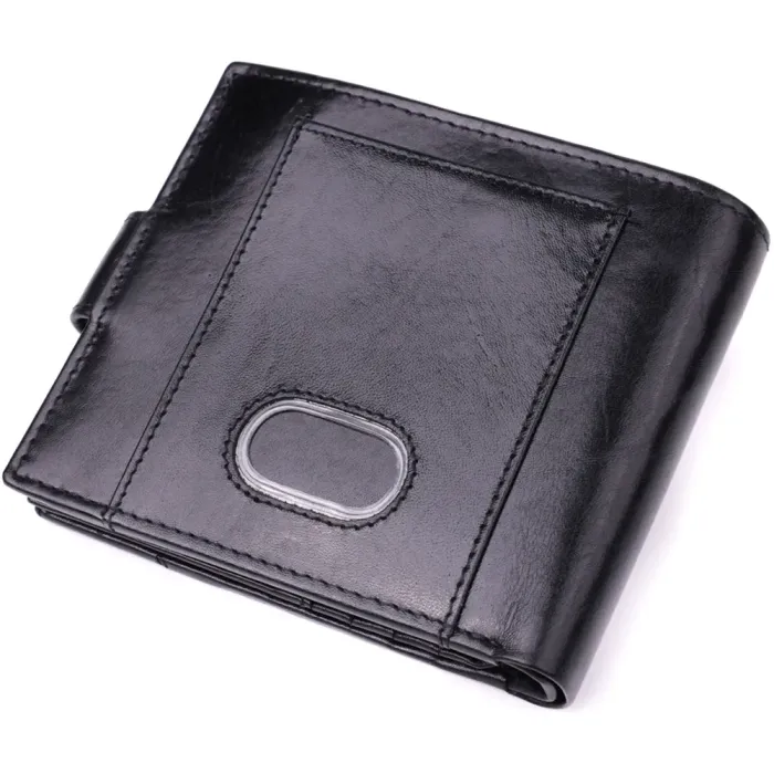 Люксовий чоловічий гаманець із натуральної глянсової шкіри Vintage 15110 Чорний