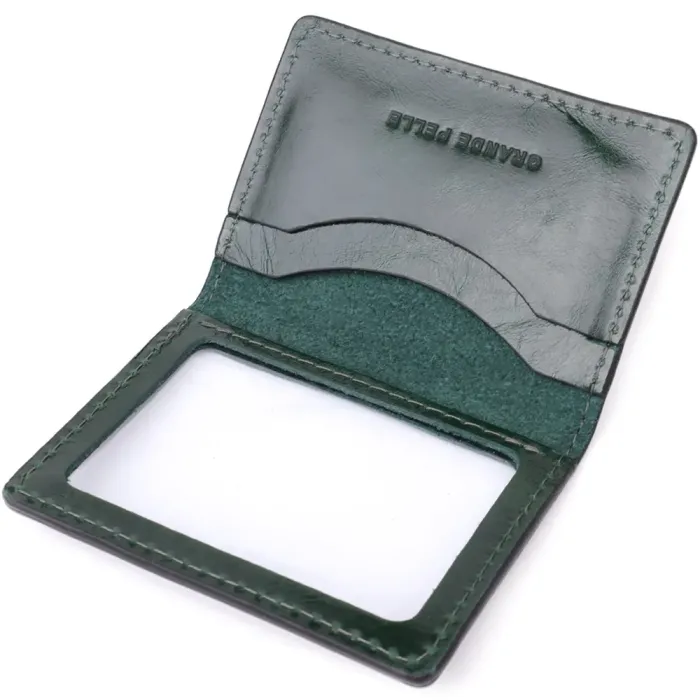 Чудова обкладинка на документи з натуральної гладкої шкіри GRANDE PELLE 22942 Зелений