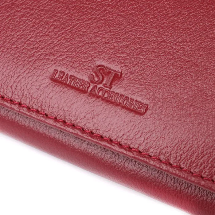 Елегантний гаманець у два складення з натуральної шкіри ST Leather 23065 Бордовий