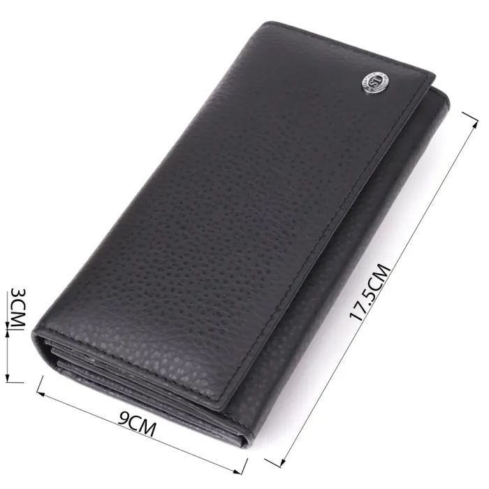 Жіночий вертикальний гаманець із натуральної шкіри ST Leather 23084 Чорний