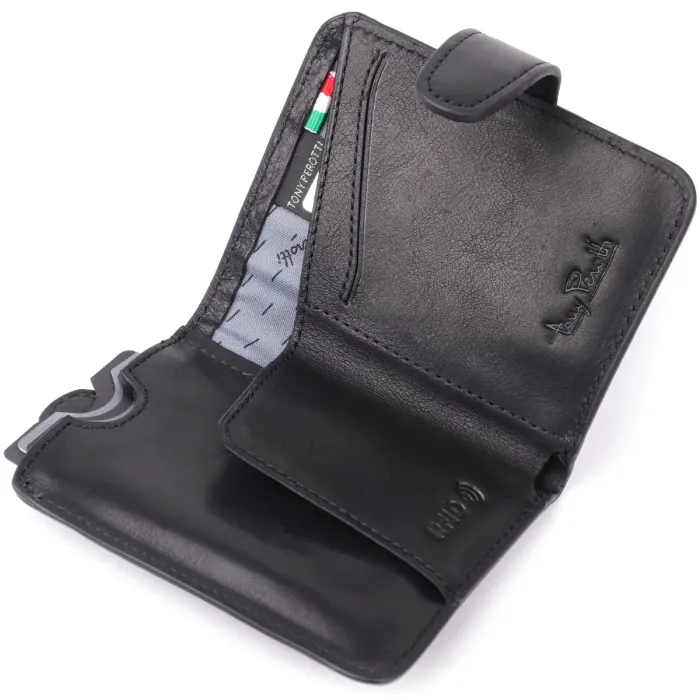 Місткий картхолдер із натуральної шкіри Tony Perotti 20899_1 (3796 nero) Чорний