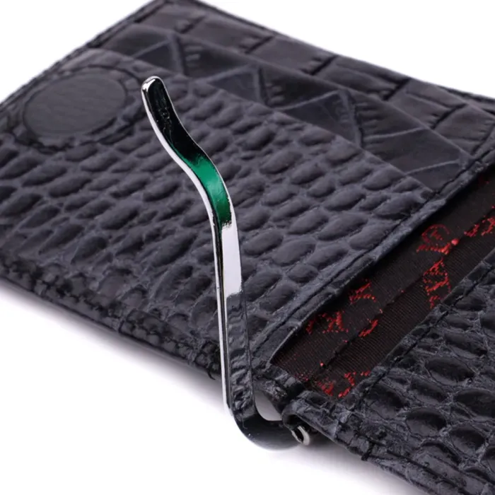 Практичний чоловічий гаманець-затиск із натуральної шкіри KARYA 22851 Сірий