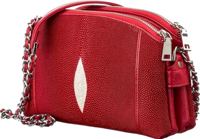 Сумка женская STINGRAY LEATHER 18217 из натуральной кожи морского ската Красная