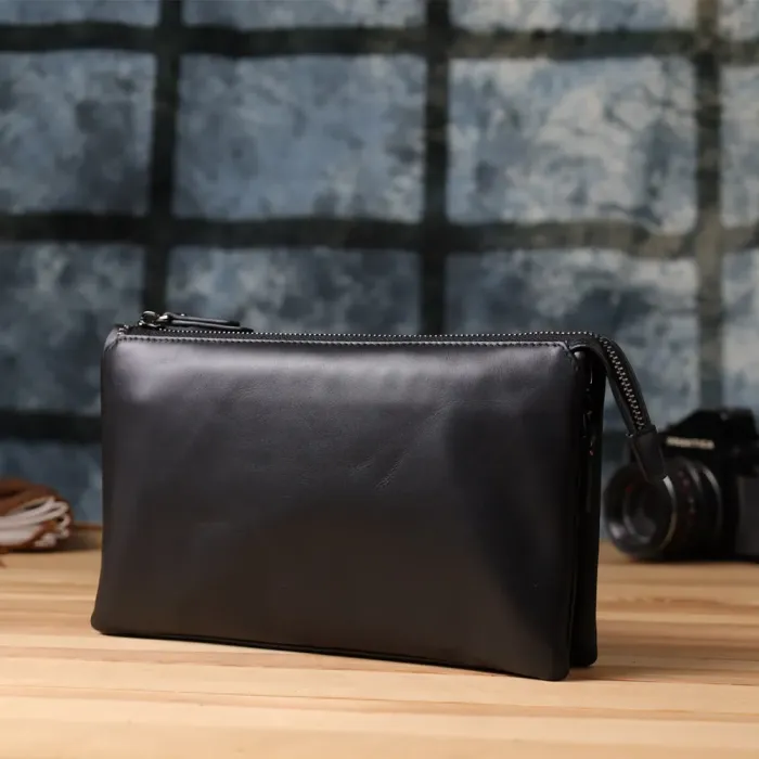 Стильний чоловічий клатч із натуральної шкіри Vintage 23035 Чорний