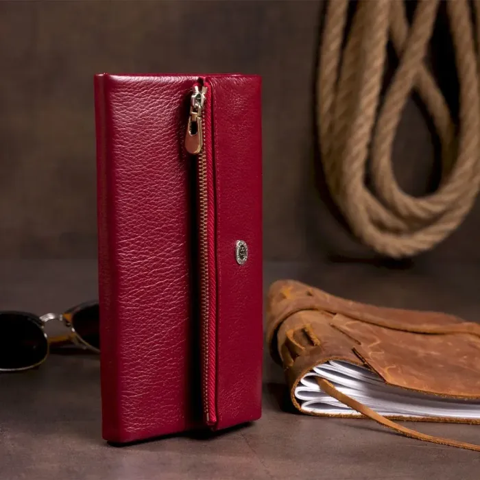 Клатч конверт з кишенею для мобільного шкіряний ST Leather 19273 Бордовий