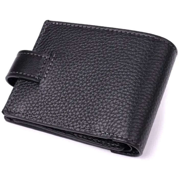 Стильне портмоне з люксової зернистої шкіри флотар GRANDE PELLE 22875 Чорний