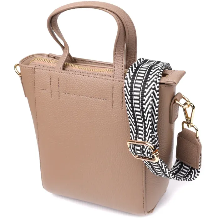 Стильна сумка жіноча з натуральної шкіри у формі трапеції Vintage 22918 Бежевий
