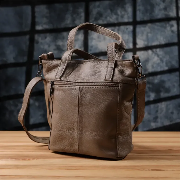 Зручна сумка жіноча з ручками з натуральної шкіри Vintage 22996 Сірий