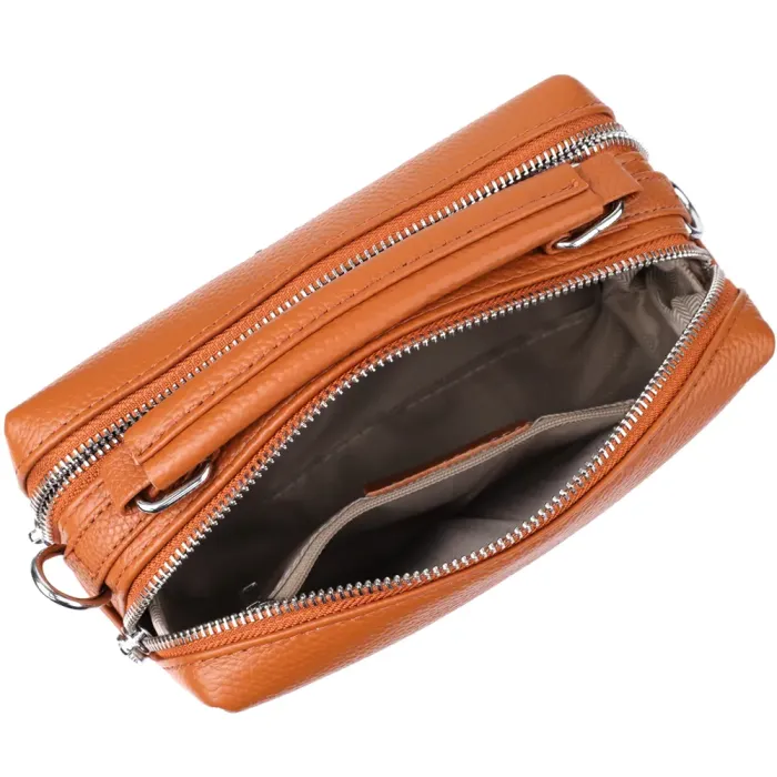 Стильна жіноча сумка з натуральної шкіри з подвійним внутрішнім простором Vintage 22921 Рудий