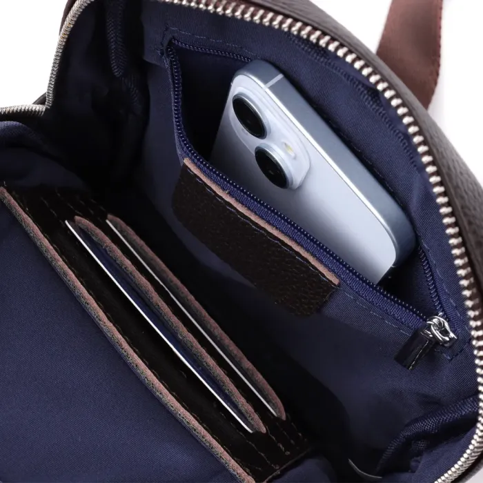 Чоловіча вертикальна сумка з натуральної шкіри Vintage 22863 Коричневий