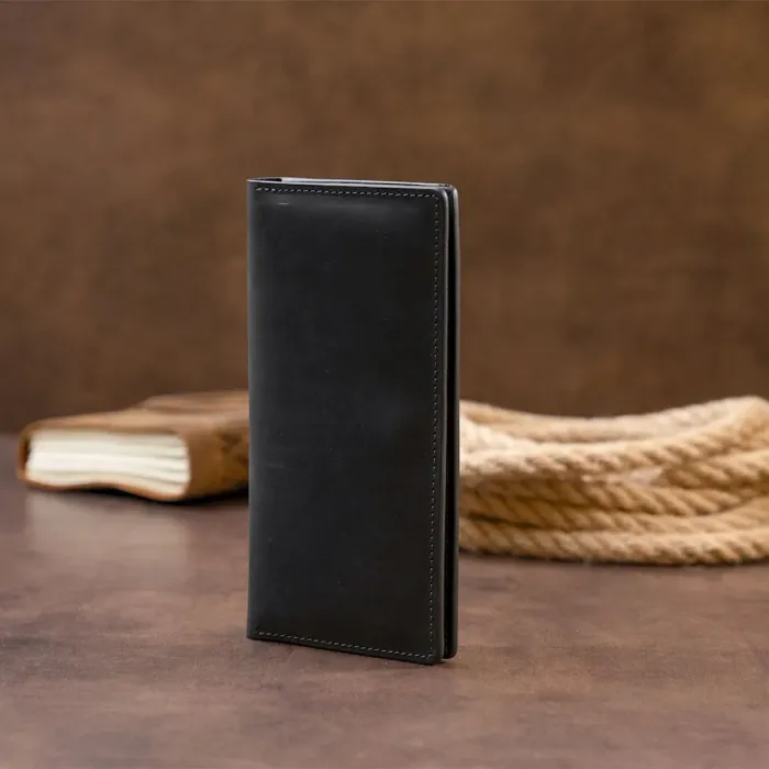 Вертикальний гаманець матовий на магнітній кнопці GRANDE PELLE 11313 Чорний