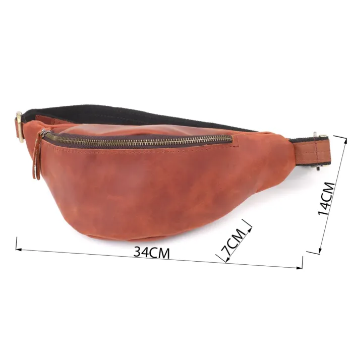 Бананка для чоловіків відмінної якості з натуральної шкіри вінтажної шкіри Shvigel 23140 Рудий