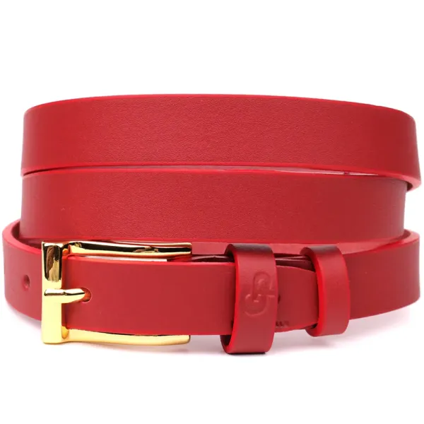 Яскравий тонкий шкіряний ремінь для жінок GRANDE PELLE 22951 Червоний