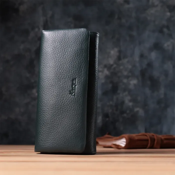 Горизонтальний жіночий гаманець з натуральної шкіри KARYA 22852 Зелений