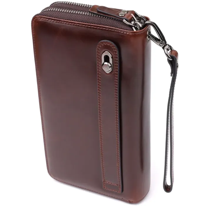 Стильний чоловічий клатч із натуральної шкіри Vintage 23064 Коричневий