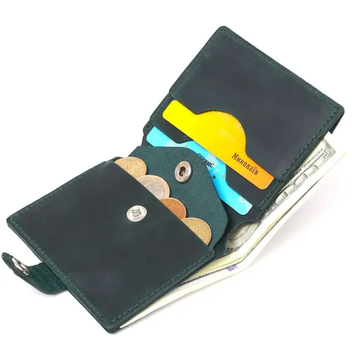 Матовое небольшое портмоне унисекс Shvigel 16477 Зеленый