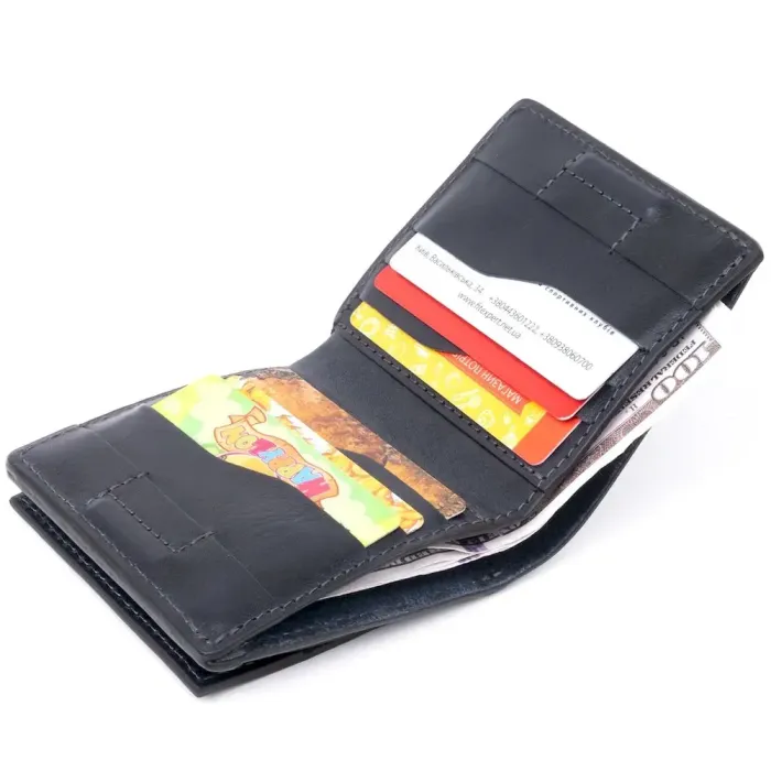 Вертикальное глянцевое портмоне с накладной монетницей GRANDE PELLE 11332 Синее