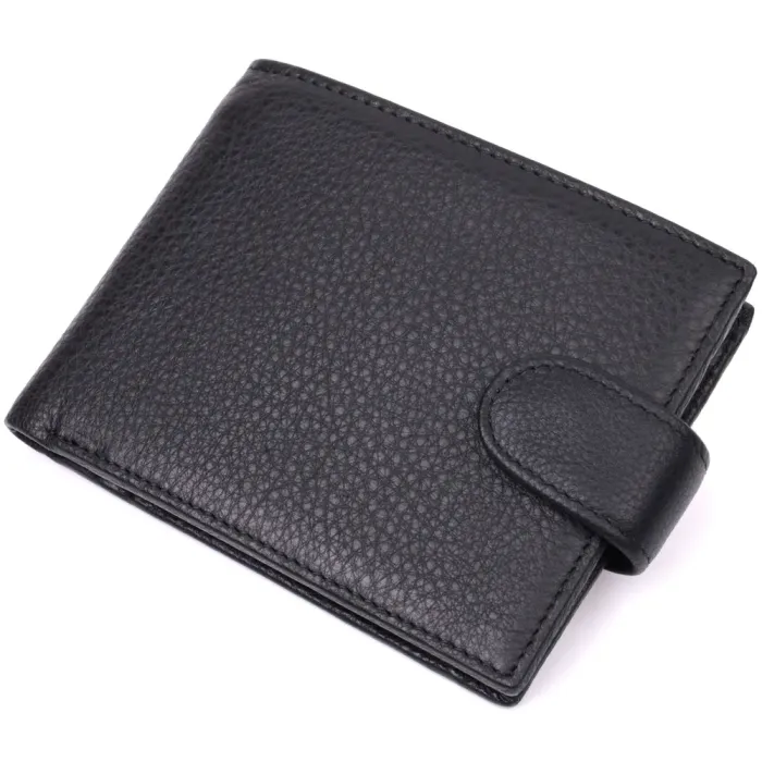 Горизонтальний гаманець для чоловіків з натуральної шкіри Vintage 15037 Чорний