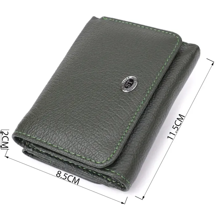 Жіночий гаманець компактного розміру з натуральної шкіри ST Leather 23072 Зелений