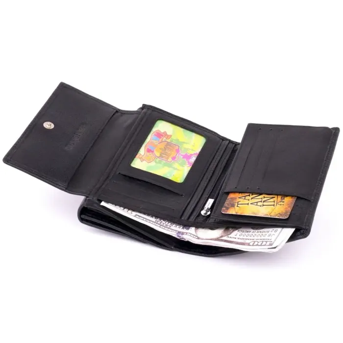 Кошелек горизонтальный женский из двух частей ST Leather 19369 Черный