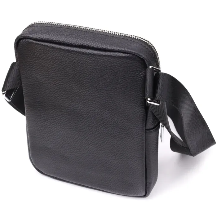 Зручна вертикальна сумка для чоловіків з натуральної шкіри Vintage 22862 Чорний