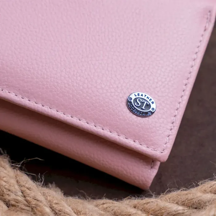 Гаманець горизонтальний із монетником на блискавці жіночий ST Leather 19364 Пудровий