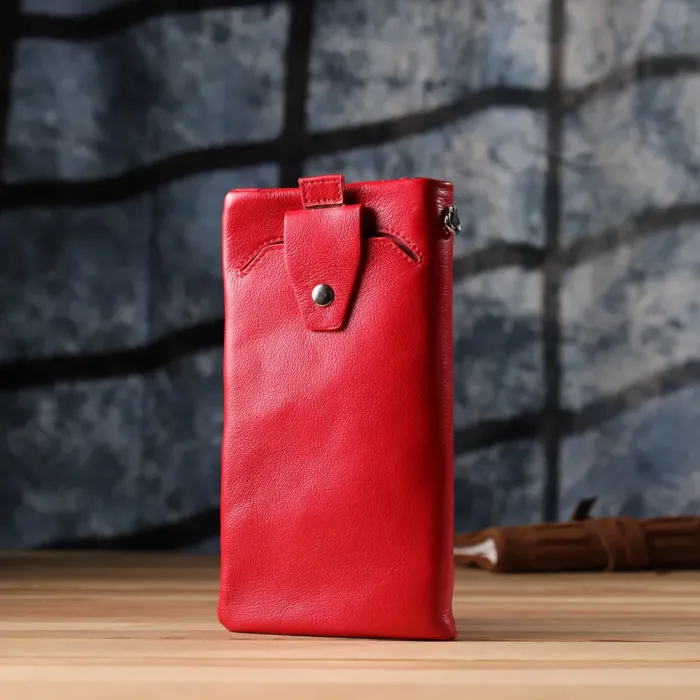 Практичний жіночий гаманець-клатч із відділенням під телефон із натуральної шкіри ST Leather 23100 Червоний