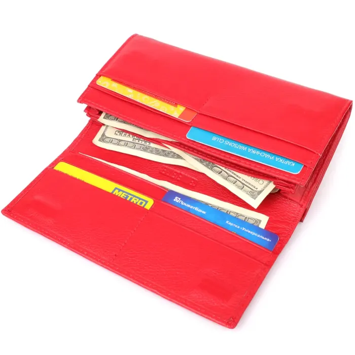 Красивий гаманець для жінок з монетницею із натуральної шкіри ST Leather 23105 Червоний