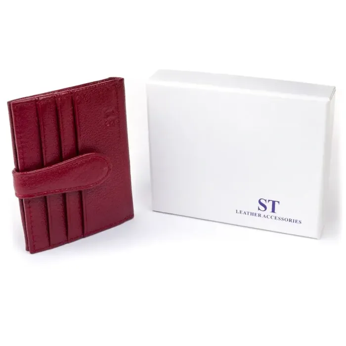 Кошелек-визитница на хлястике с кнопкой женский ST Leather 19231 Бордовый