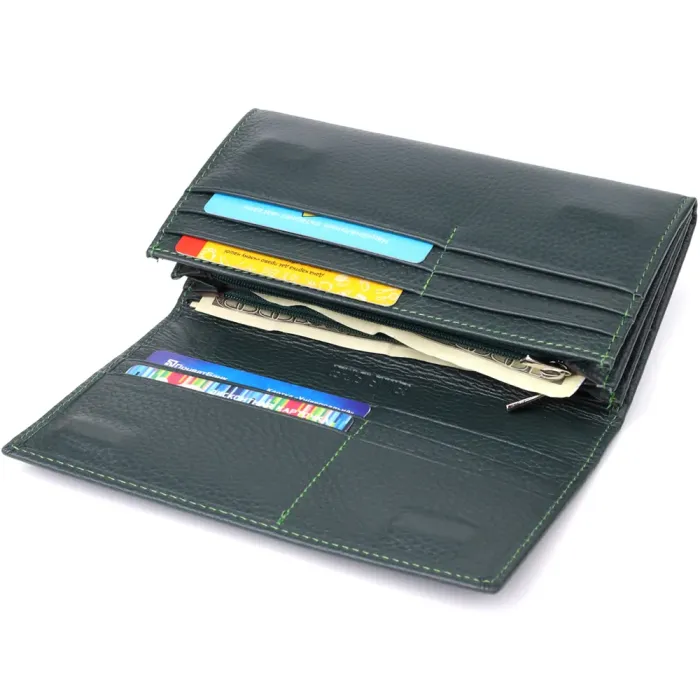 Зручний вертикальний гаманець із натуральної шкіри ST Leather 23086 Зелений