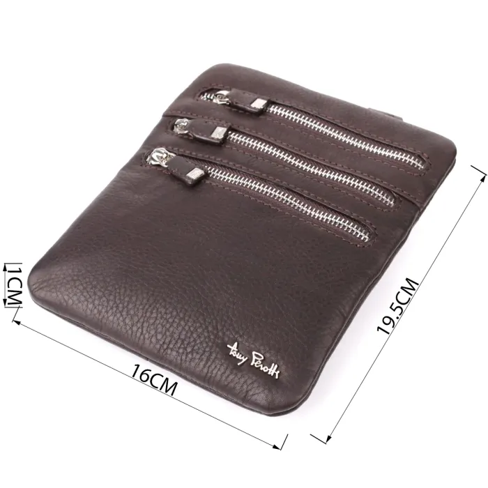 Стильна невелика сумка з матової зернистої натуральної шкіри Tony Perotti 20876_1 ( 9019 moro) Коричневий