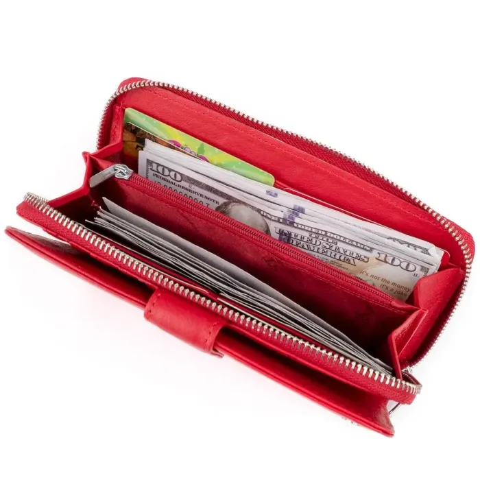 Вертикальний місткий гаманець зі шкіри ST Leather 19306 Червоний