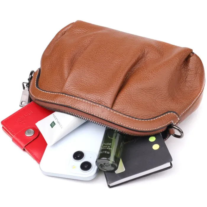 Жіноча сумка з драпіруванням з натуральної шкіри Vintage 22895