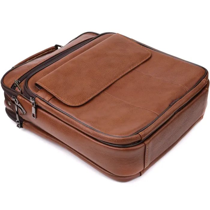 Зручна чоловіча сумка з ручкою для перенесення в руці з натуральної шкіри Vintage 23025 Світло-коричневий