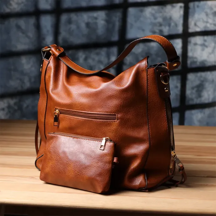 Жіноча сумка великого розміру з екошкіри Vintage 15140 Коричневий