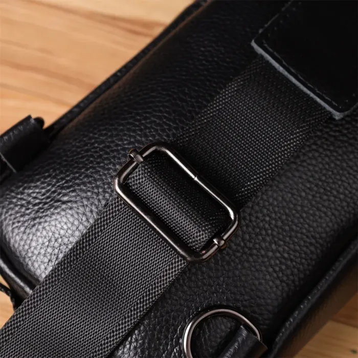 Сумка-слінг для чоловіків з натуральної шкіри Vintage 22955 Чорний