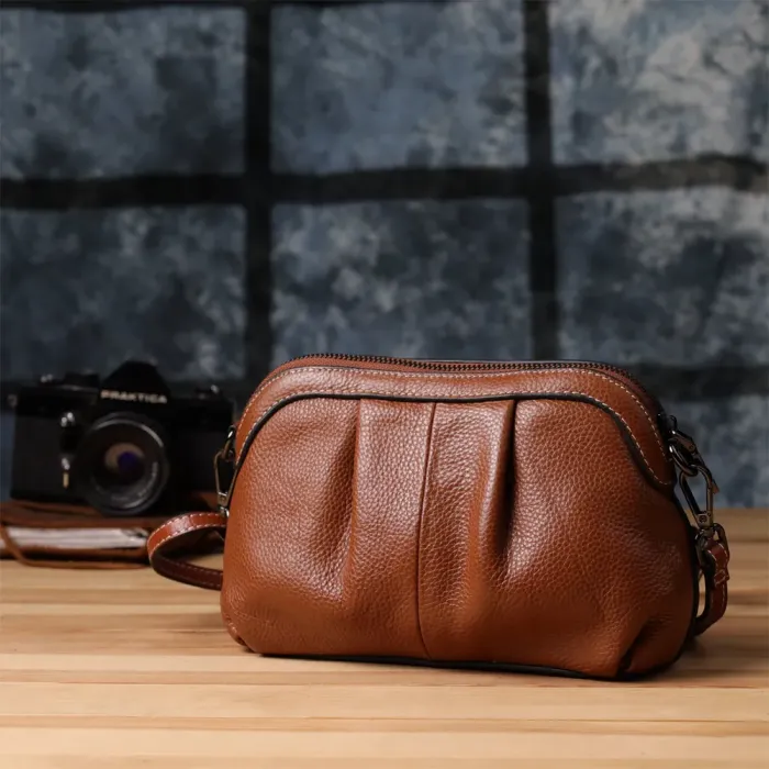 Жіноча сумка з драпіруванням з натуральної шкіри Vintage 22895