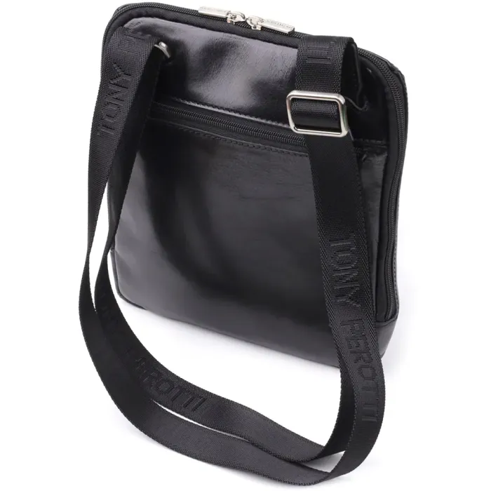 Цікава чоловіча сумка через плече з гладкої натуральної шкіри Tony Perotti 20855_1 (9137-20 nero) Чорний