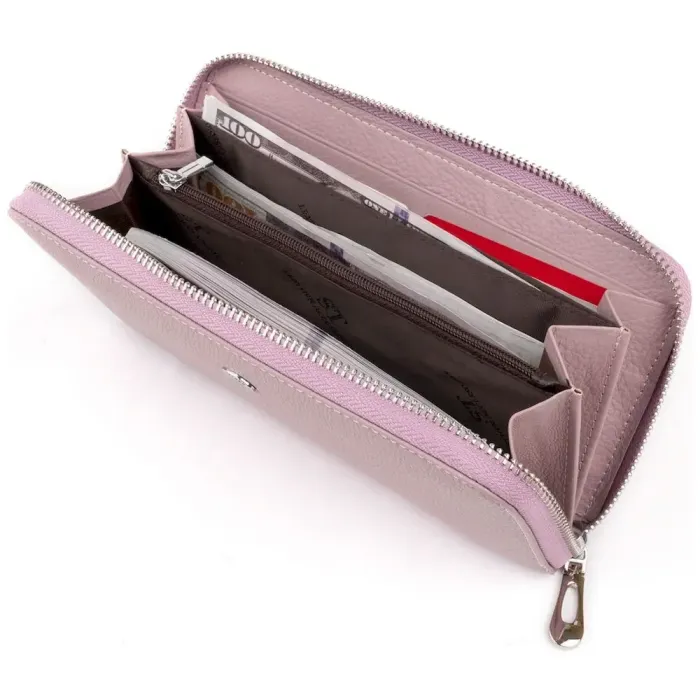 Місткий клатч шкіряний жіночий ST Leather 19278 Ліловий