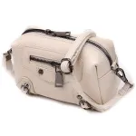 Компактна сумка жіноча з трендовим декором з натуральної шкіри Vintage 22923 Білий