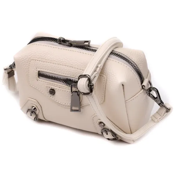 Компактна сумка жіноча з трендовим декором з натуральної шкіри Vintage 22923 Білий