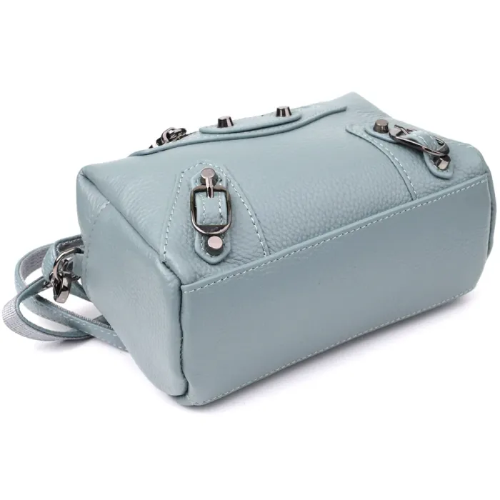 Елегантна жіноча сумка з натуральної шкіри із сучасним декором Vintage 22925 Блакитний