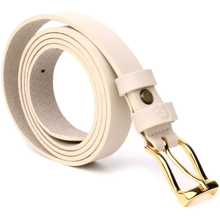 Красивий тонкий шкіряний ремінь для жінок GRANDE PELLE 22949 Молочний