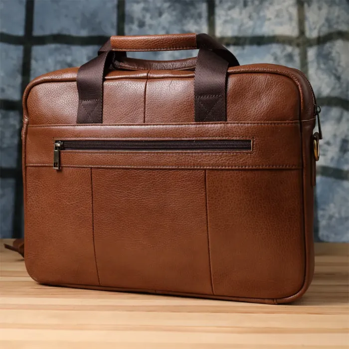 Чоловічий діловий портфель з натуральної шкіри Vintage 23038 Коричневий