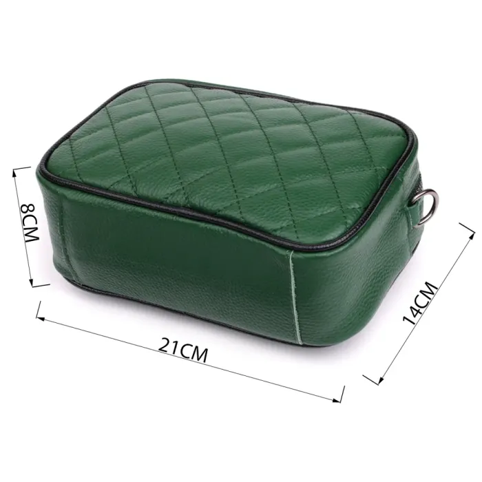 Стьобана жіноча сумка з натуральної шкіри 22857 Vintage Зелений