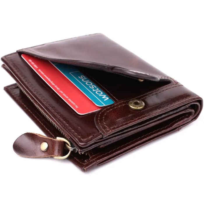 Вертикальний чоловічий гаманець із натуральної шкіри Vintage 15096 Коричневий
