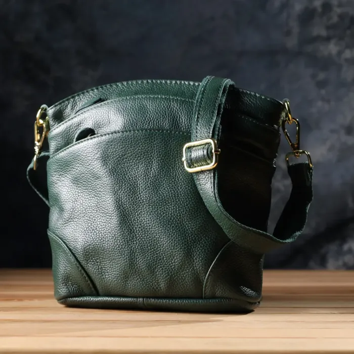 Компактна жіноча сумка з натуральної шкіри 15120 Vintage Зелений